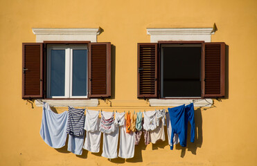 Clothes drying in the sun