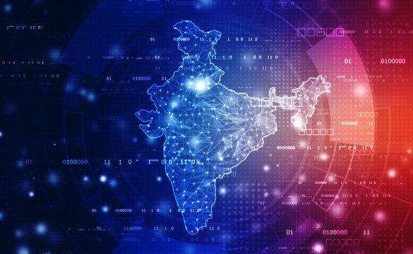 Digital India technology, India Map on technology abstract background, Technology abstract background