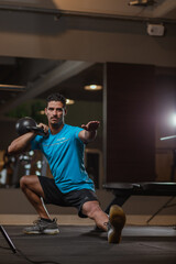 personal trainer crossfit with kettlebell