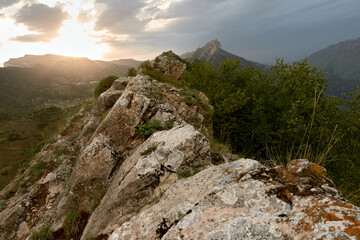 View of the surrounding area of Gunib village. Gunibskoe plateau, Dagestan, Russia.