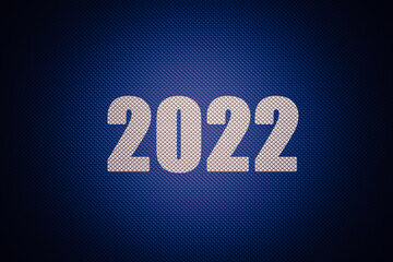  Lighted metallic Inscription 2022 on a blue molded embossed metal industrial background, colored, backdrop, year, date, background