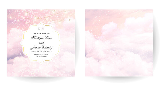 Sugar cotton pink clouds vector design backgrounds
