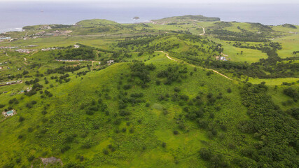 Aerial, Road, Mountain range, Ocean, Village, Storm, Islands, Russia, Horizon, Zarubino