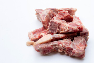 Raw pork bone isolated on white background.