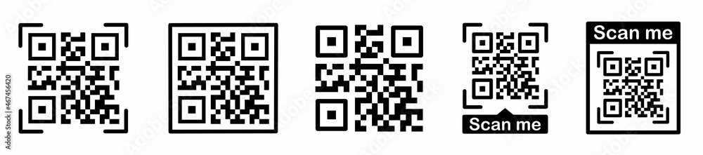 Poster qr code set. set of qr code frames scan me for mobile applications and graphic designs vector scalab