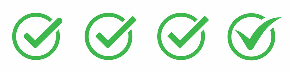 Green check mark icon. Check mark vector icon. Checkmark Illustration. Vector symbols set ,green checkmark isolated on white background. Correct vote choise isolated symbol. © vectorsanta