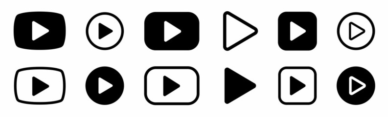 Play buttons icon set. Start Buttons Illustration. Video Audio Player. Vector illustration