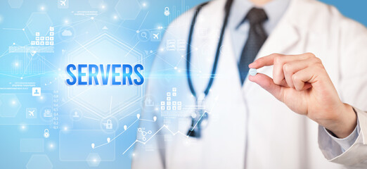 Doctor giving a pill concept