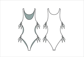Women's swimsuit, swimwear, side open