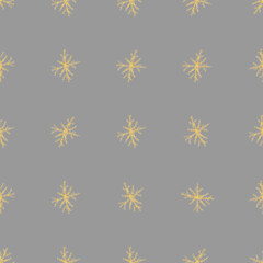 Hand Drawn Snowflakes Christmas Seamless Pattern. Subtle Flying Snow Flakes on chalk snowflakes Background. Artistic chalk handdrawn snow overlay. Majestic holiday season decoration.