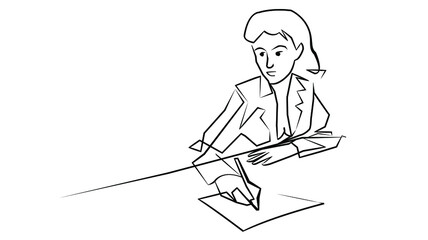 Obraz na płótnie Canvas Illustration of the girl writing on a paper.