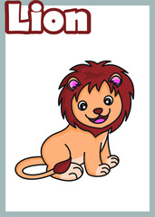 little cute lion with white background