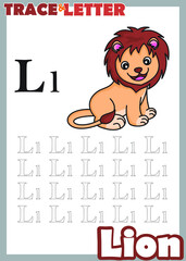 trace and lettering L with lion 