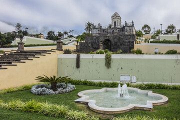 XIX century La Orotava public Victoria Gardens (Jardines Victoria): numerous water fountains,...