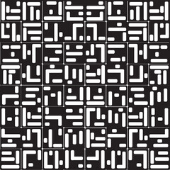 Abstract geometric seamless pattern. Stylish abstract pictogram black background. Stylish modern square ornamental wallpaper