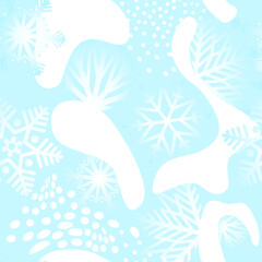 Fototapeta na wymiar Winter snow seamless pattern. Christmas holiday pattern with dots and snowflakes. Seasonal drawn texture. Winter holiday backdrop. Artistic stylish snowfall background from Christmas collection.