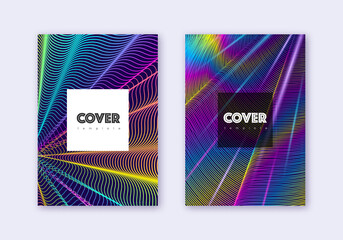 Hipster cover design template set. Rainbow abstrac