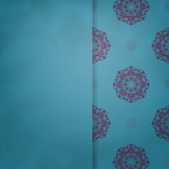 Turquoise flyer with Indian purple ornaments for your design.