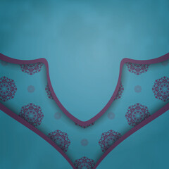 Turquoise flyer with purple mandala is ready for print.