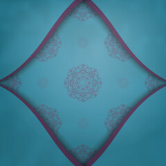 Turquoise flyer with purple mandala ornaments prepared for typography.