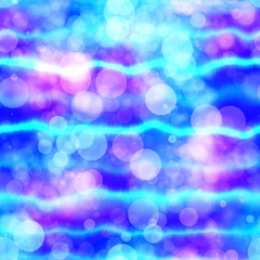 Seamless seventies tie dye stripe bokeh texture. Hippie summer wavy striped repeat background with ink dyed effect.