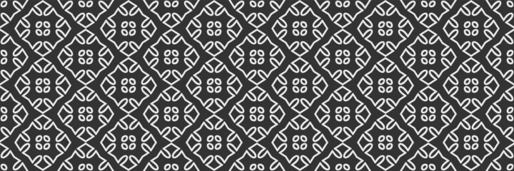 Black and white background pattern with decorative ornaments for yours and design. Seamless background for wallpaper, textures.