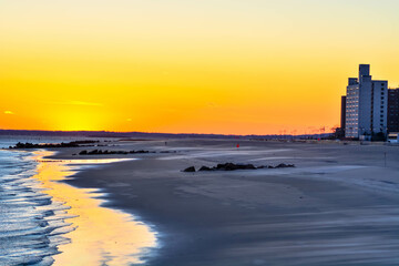 Vivid sunset over famous Coney Island NYC.