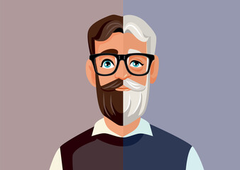 Young and Old Man Vector Concept Illustration