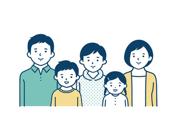 5人家族・上半身のイラスト