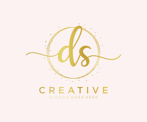 Initial DS feminine logo. Usable for Nature, Salon, Spa, Cosmetic and Beauty Logos. Flat Vector Logo Design Template Element.