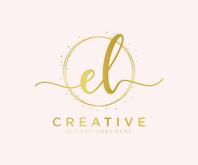 Initial EL feminine logo. Usable for Nature, Salon, Spa, Cosmetic and Beauty Logos. Flat Vector Logo Design Template Element. - obrazy, fototapety, plakaty