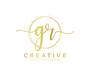 Initial GR feminine logo. Usable for Nature, Salon, Spa, Cosmetic and Beauty Logos. Flat Vector Logo Design Template Element. - obrazy, fototapety, plakaty