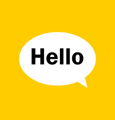 Hello Banner. speech bubble sign. White bubble message hello. flat style.