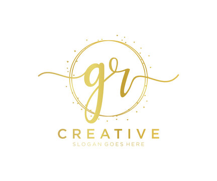 Initial GR feminine logo. Usable for Nature, Salon, Spa, Cosmetic and Beauty Logos. Flat Vector Logo Design Template Element.