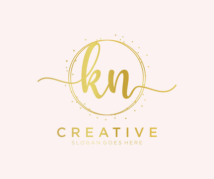 Initial KN feminine logo. Usable for Nature, Salon, Spa, Cosmetic and Beauty Logos. Flat Vector Logo Design Template Element.