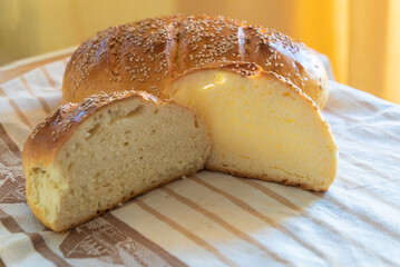 loaf of white bread on the table