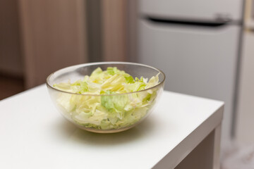 close-up of vegetable salad in the kitchen in bowl