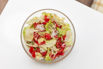 close-up of vegetable salad in the kitchen in bowl