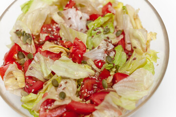 close-up of vegetable salad in the kitchen in bowl