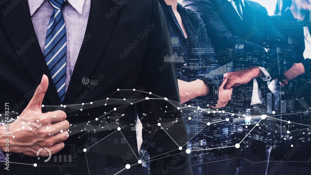 Poster conceptual business dashboard for financial data analysis . 3d render computer graphic .