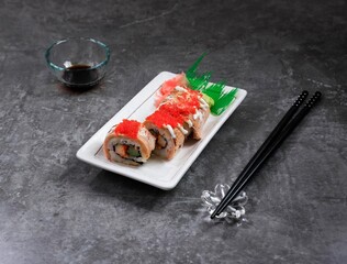 Sushi Rolls on White Plate