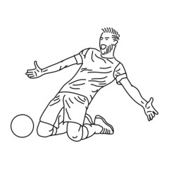 striped illustration of a young soccer player
