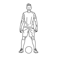 striped illustration of a young soccer player
