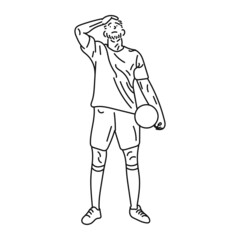 striped illustration of a young soccer player