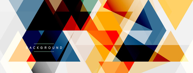 Color triangles composition, geometric abstract background. Techno or business concept, pattern for wallpaper, banner, background, landing page