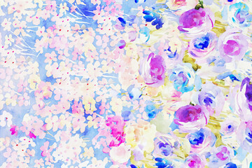 Fototapeta na wymiar Beautiful watercolor flower bouquet illustration