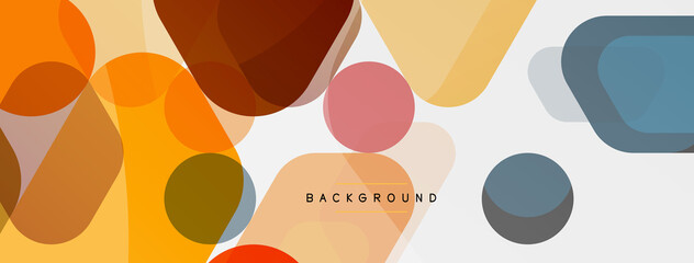 Color bubbles and rounded geometric shapes on white. Vector geometric minimal abstract background for wallpaper, banner, background, landing page