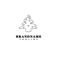 christmas tree logo cartoon icon design template black isolated vector creative