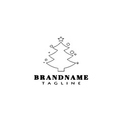 christmas tree logo cartoon icon design template black flat vector illustration