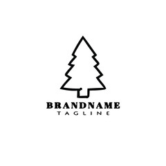 christmas tree logo cartoon icon design template black isolated creative illustration